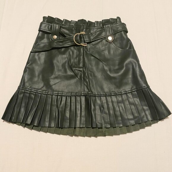 Zara Pleated Faux Leather Mini Skirt Size Small - Picture 1 of 16